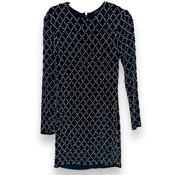 Retrofete Harlowe Crystal Embellished Jeweled Black Mini Party Dress Size Medium - Picture 3 of 11